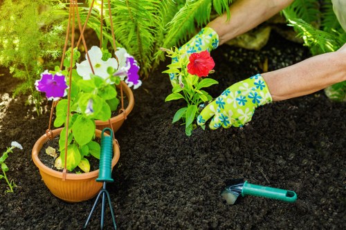 Landscaping team creating a Brimsdown garden design